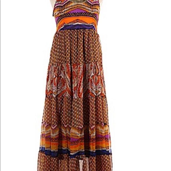 Alberto Makali Boho babydoll beaded maxi dress size 4 - Picture 2 of 7